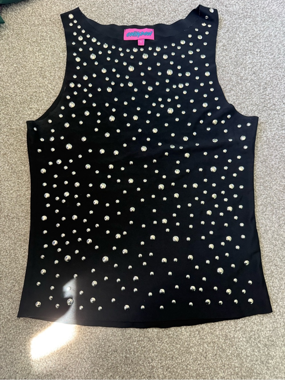 Black Studded Sleeveless Top